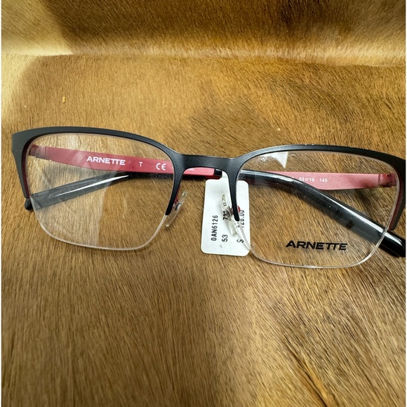 Arnette MAKAII 6126 723 53-19-145 Black/Red Metal Half Rim Eyeglasses Frame New - Picture 2 of 15